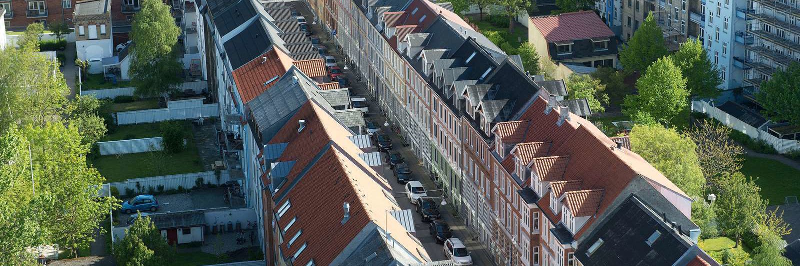 Boligblokke fotograferet fra luften