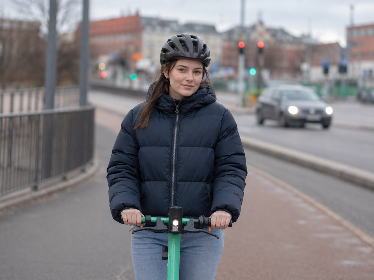 Kvinde på El-løbehjul