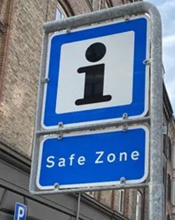 Skilt med Safe Zone