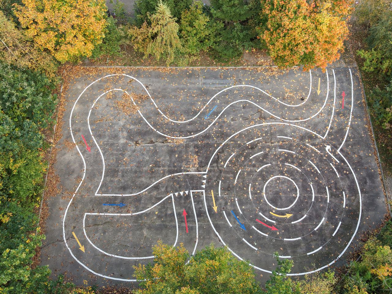 Dronefoto af cykellegebaner